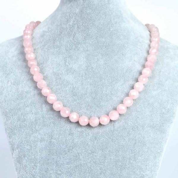 パワーストーン 天然石 シンプル ストーンネックレス ローズクォーツ（ミルキーカラー） カット 10...