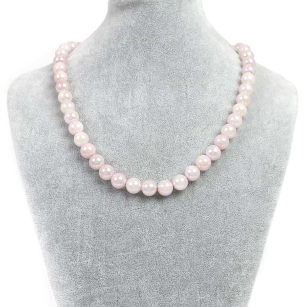 パワーストーン 天然石 シンプルストーンネックレス ローズクォーツオーラ丸玉10mm