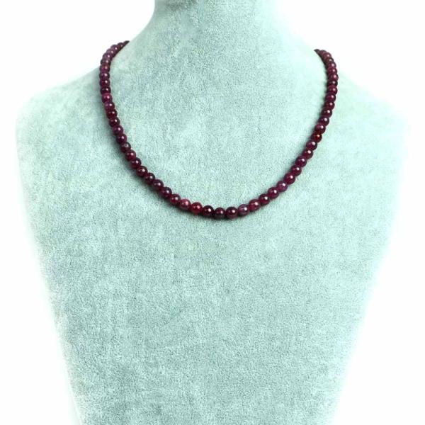 パワーストーン 天然石 シンプル ストーンネックレス ルビー 丸玉 6ｍｍ