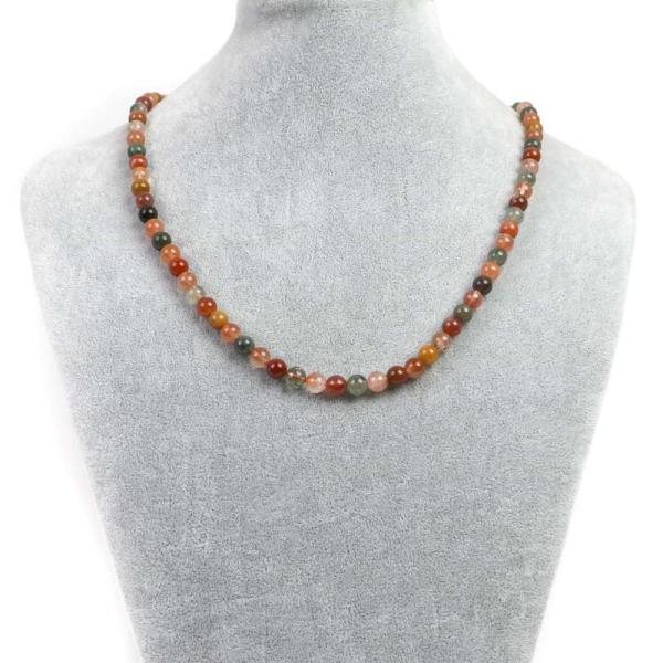 パワーストーン 天然石 シンプルストーンネックレス ミックスルチルクォーツ福禄寿丸玉6mm