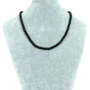 パワーストーン 天然石 シンプル シンプルストーンネックレス シュンガイト shungite ロシア産 丸玉 6mm｜gembazaar