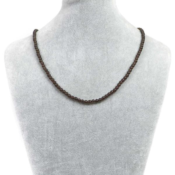 パワーストーン 天然石 シンプルストーンネックレス スモーキークォーツ丸玉4mm