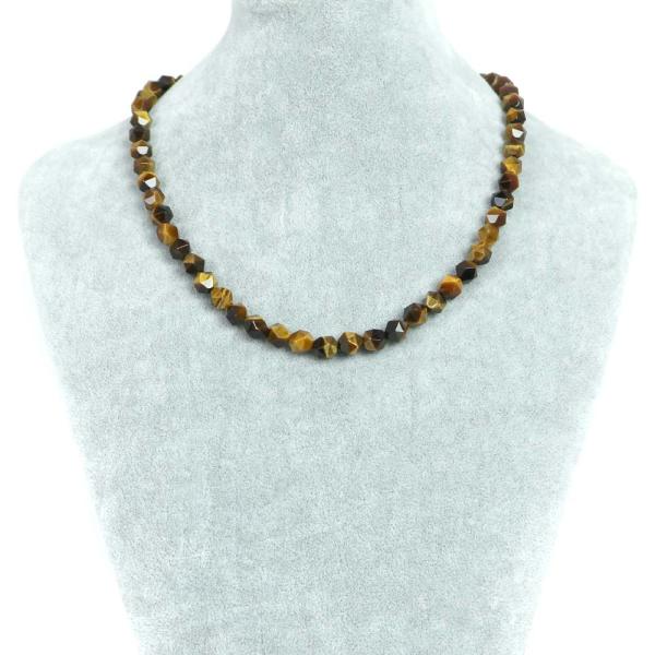 パワーストーン 天然石 シンプル シンプルストーンネックレス タイガーアイ ダイヤカット 8mm