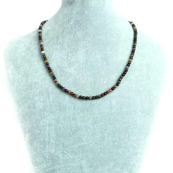 パワーストーン 天然石 シンプル ストーンネックレス トルマリン ミックス 丸玉 4ｍｍ