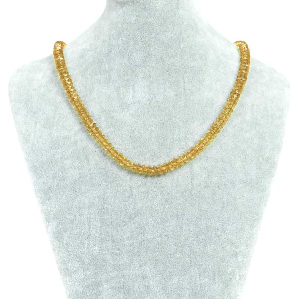 パワーストーン 天然石 シンプル シンプルストーンネックレス イエロークォーツ（合成水晶） ボタンカ...