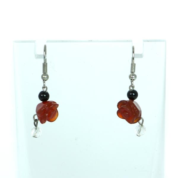 ピアス 天然石 パワーストーン レディース プチローズ レッドアゲート