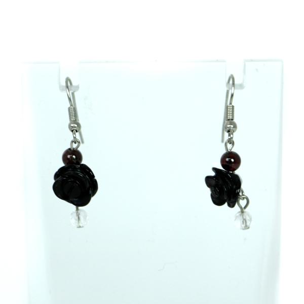 ピアス 天然石 パワーストーン レディース プチローズ オニキス