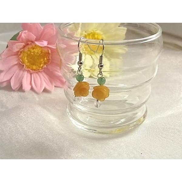 ピアス 天然石 パワーストーン レディース プチローズ アラゴナイト