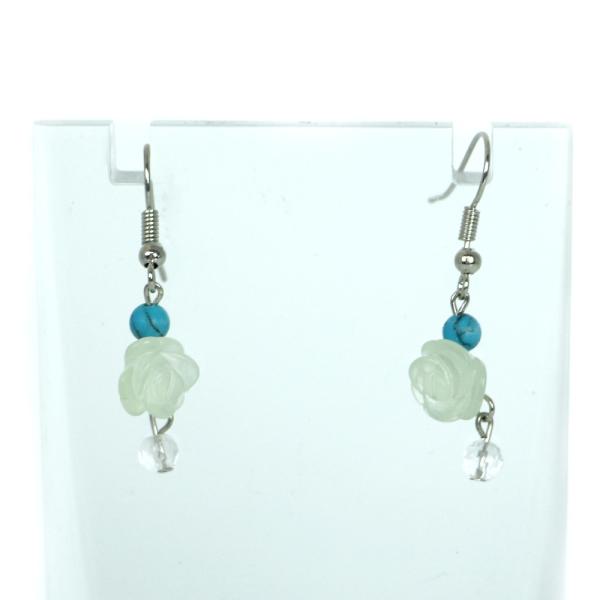 ピアス 天然石 パワーストーン レディース プチローズ プレナイト