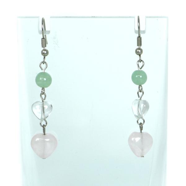 ピアス 天然石 パワーストーン レディース ツインハート ローズクォーツ