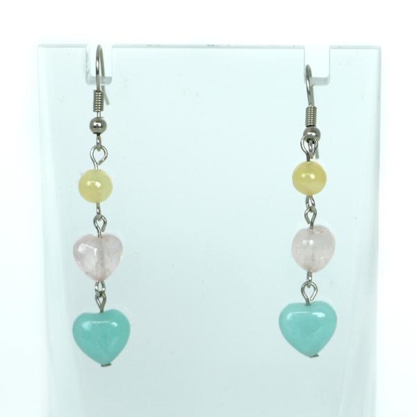 ピアス 天然石 パワーストーン レディース ツインハート アマゾナイト