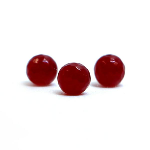 パワーストーン 天然石 ビーズ 1粒売り カラージェード(レッド・染め) カット 8mm