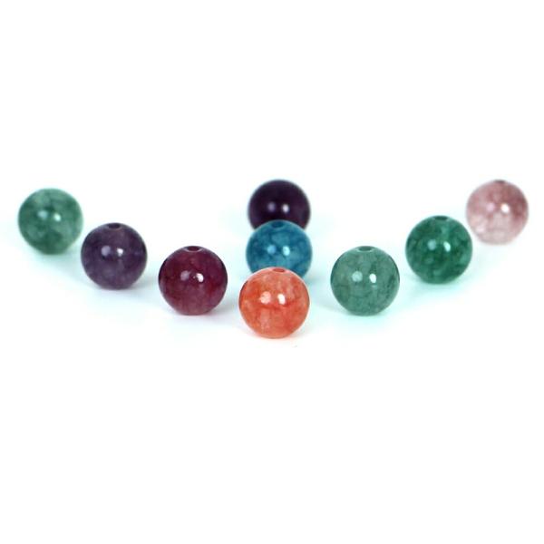 パワーストーン 天然石 ビーズ 10 粒売り カラージェード(MIXカラー・染め) 8mm 形 丸玉