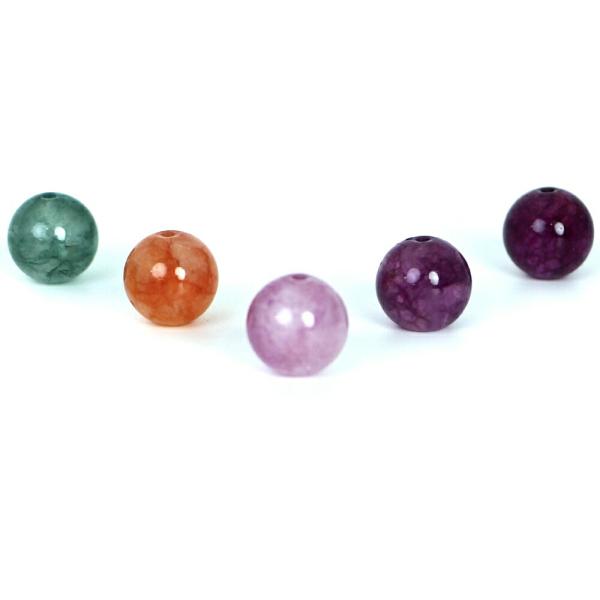 パワーストーン 天然石 ビーズ 10 粒売り カラージェード(MIXカラー・染め) 10mm 形 丸...