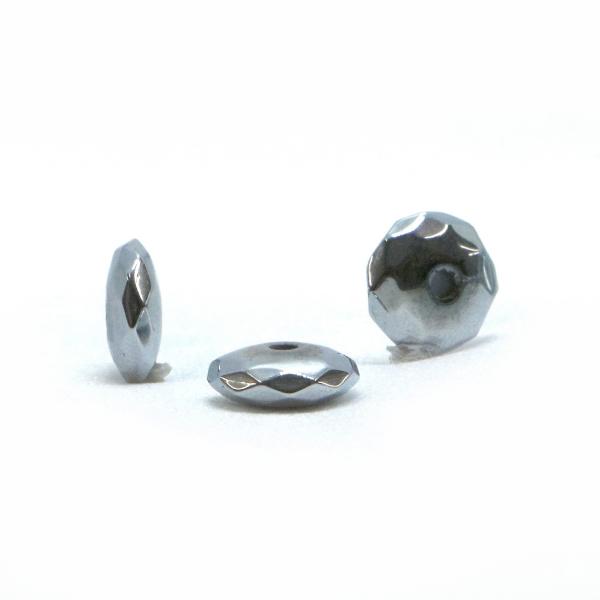 パワーストーン 天然石 ビーズ 1粒売り ヘマタイト （ シルバー） ボタンカット 3×8mm