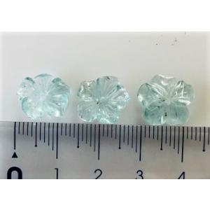 アクアマリン 花カービング 4個セット 7.78ct ルース : gem