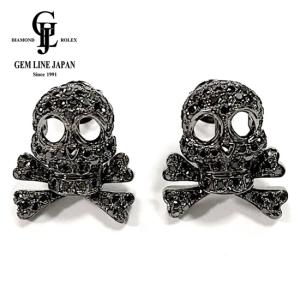 K18WG ブラックダイヤモンド1.40ct(0.7ct/0.7ct) ドクロモチーフ ピアス｜gemlinejapan