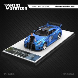 TIMEMICRO 1/64ミニカー ワイルドスピード MINI STATION 1/64 MINI STATION NISSAN GTR R35 3.0 ブルー 日産 ワイルド