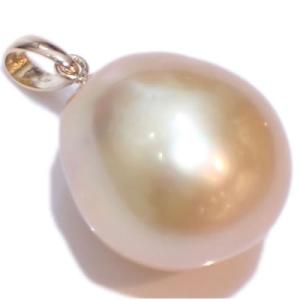 南洋白蝶真珠パールルース　14mm　  d0405ryo04 南洋白蝶真珠パールルース 両穴 15×14mm ナチュラルゴールド