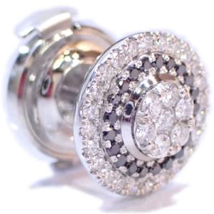 Pt ブラックダイヤモンド&amp;ダイヤモンド-0.45ct 円形 デザイン ラペルピン/ピンバッジ