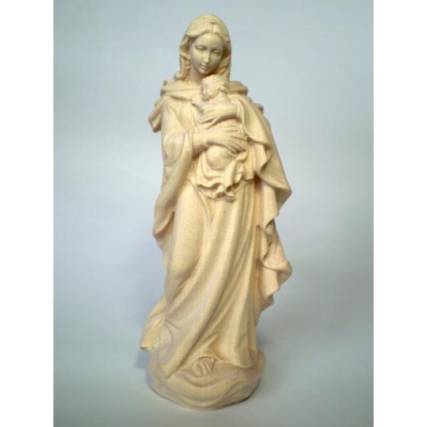 創業100年《レーピ》木彫り 聖母マリア像 15cm「ルネサンス」聖母子像   白木仕上げ  保証書...