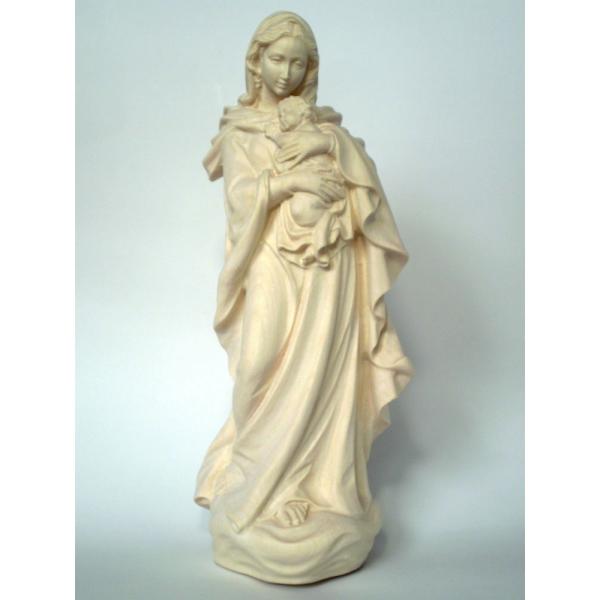 創業100年《レーピ》木彫り 聖母マリア像 20cm「ルネサンス」聖母子像   白木仕上げ  保証書...