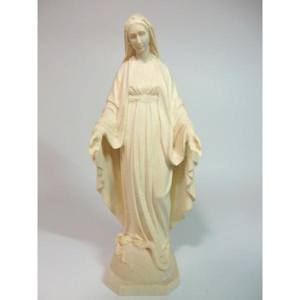 創業100年《レーピ》木彫り 聖母マリア像 12cm「無原罪」白木仕上げ  保証書付 【イタリア】