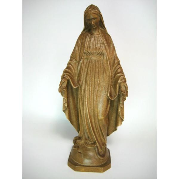 創業100年《レーピ》木彫り 聖母マリア像 15cm「無原罪」ダークブラウン  保証書付 【イタリア...