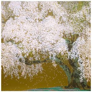 中島千波 一心行の桜 150部限定 手張り本金箔 シルクスクリーン版画