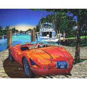 鈴木英人 恋するマイアミ2 限定250部 直筆サイン 新品豪華額装 2022年作 EMグラフ 版画 ポルシェ フェラーリ