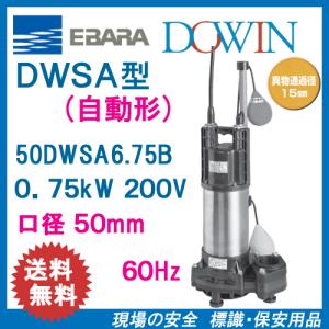 エバラ　樹脂製汚水・雑排水用水中ポンプ　５０ＤＷＳＡ６．７５Ｂ　０．７５ｋＷ　２００Ｖ　６０Ｈｚ　口径５０ｍｍ　自動形　フロートスイッチ付　荏原｜genba-anzen