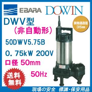 エバラ　樹脂製汚水・汚物用水中ポンプ　５０ＤＷＶ５．７５Ｂ　０．７５ｋＷ　２００Ｖ　５０Ｈｚ　口径５０ｍｍ　荏原｜genba-anzen