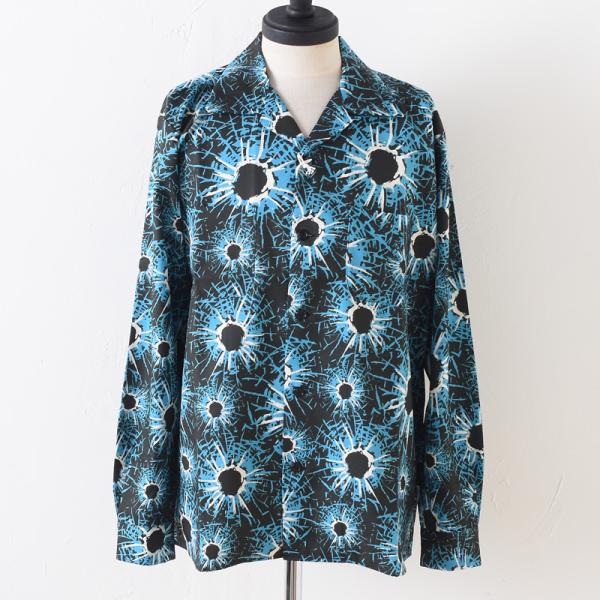 POP EYES ポップアイズ BULLET HOLE OPEN COLLAR SHIRT LS B...