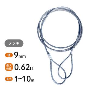 鳳商事株式会社 Φ9mm(3分) フック付ワイヤーロープ 10本セット 鳳商事株式会社 Φ9mm(3分) フック付ワイヤーロープ 10本セット