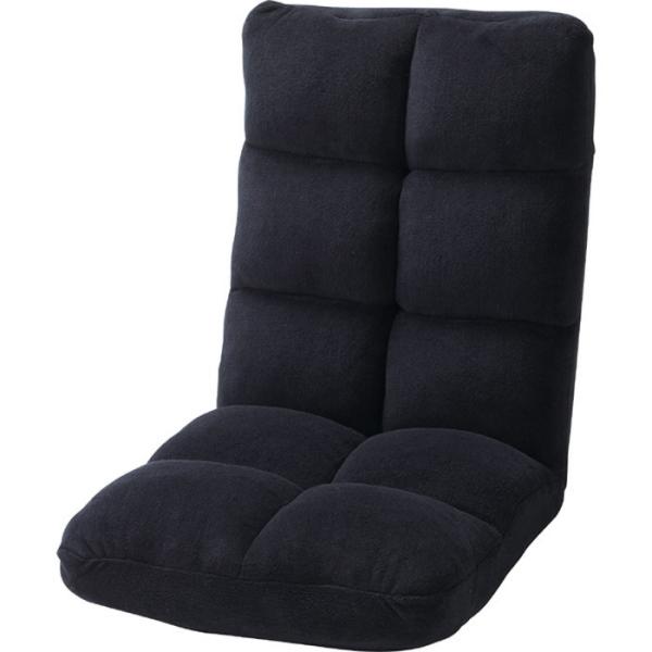 もこもこリクライナー 座椅子 フロアチェア ブラック W42×D60-102×H56×SH14 az...