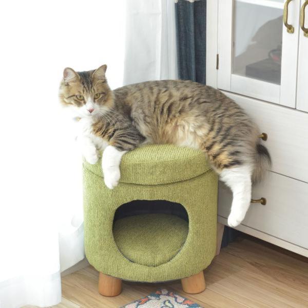 ペットスツール ベージュ グリーン W33×D33×H41 ペットハウススツール スツール ペットハ...