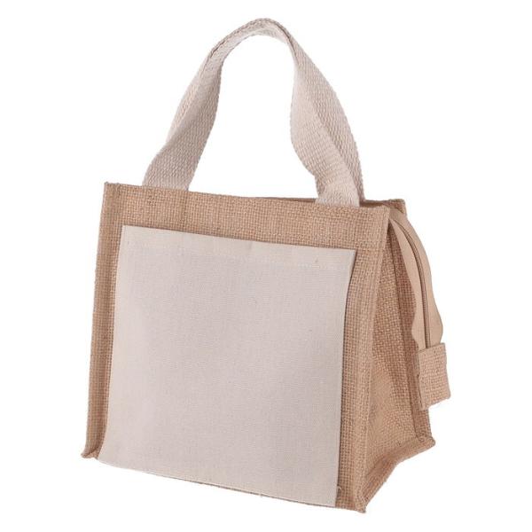 ランチバッグ ジュート保冷保温 外・内ポケット付 NA 完成品 W220×D130×H200mm 0...