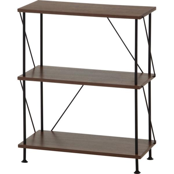 オープンラック 3段 ツイストロック 幅615×奥行306×高さ740mm ミディアムブラウン EZ...