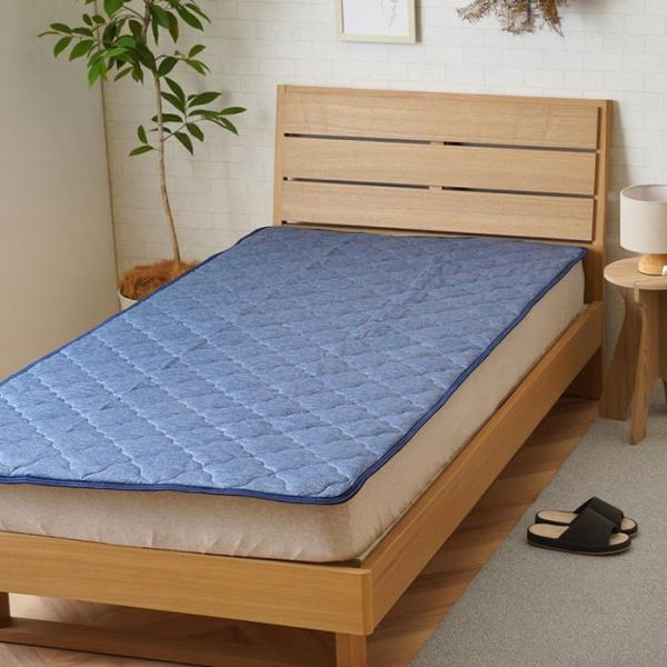 寝具 枕パッド 洗える 冷感 涼感 接触冷感 メッシュ 通気性 約47×58cm ネイビー ブルー ...