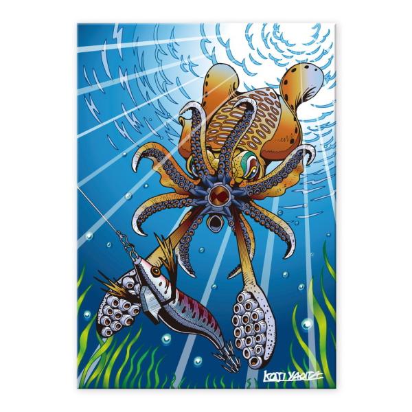 八百板浩司 アオリイカ エギング Squid CY-2003 直筆サイン入り キャンバスアート 店舗...