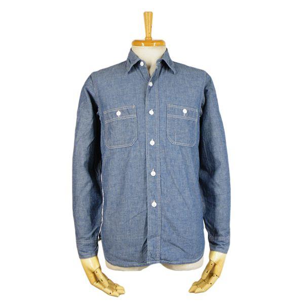 ブルーシャンブレー ワークシャツ(ワンウォッシュ) - Blue chambley L/S shir...