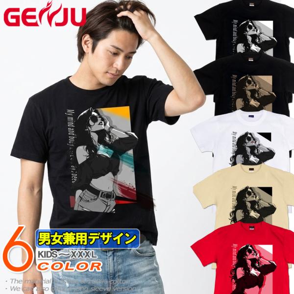 GENJU イラスティック　都会的　グラフィック Tシャツ 美人 XXL XXXL 2L 3L 4L...