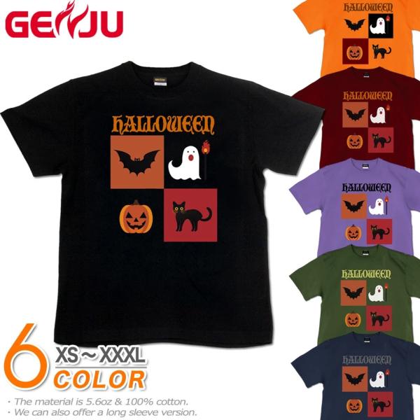 GENJU ハロウィン かぼちゃ お化け 黒猫 コウモリ スポーツジム Tシャツ XXL XXXL ...