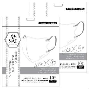 日翔 彩 SAI 3D 立体カラーマスク ホワイト×グレー やや大きめ10枚×2個セット「メール便送料無料(A)」｜genki-eshop