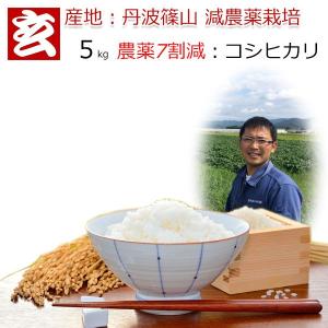 新米 米 5kg 送料無料 【精米選択可】 農薬7割減 コシヒカリ玄米 篠山産 令和7年産 自家製堆肥で土作り、追肥を一切せず品質を重視した米作り。【爆買】