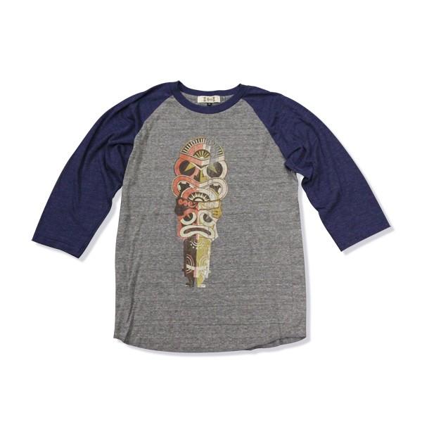 Mooche.ロングスリーブTシャツ　TIKI RIDE　グレー×ネイビー