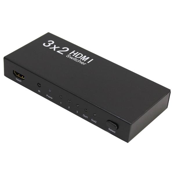 HDMI AMPLIFIER SPLITTER HDMI分配器 リモコン付き 3入力 2出力 Ful...