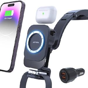 JOYVEVA 3in1 車載ワイヤレス充電器 マグネット車載充電器 マグセーフ車載充電ホルダー Airpods pro Airpods3/2 Apple Watch series1-8 Ultra Apple Watch SE ip
