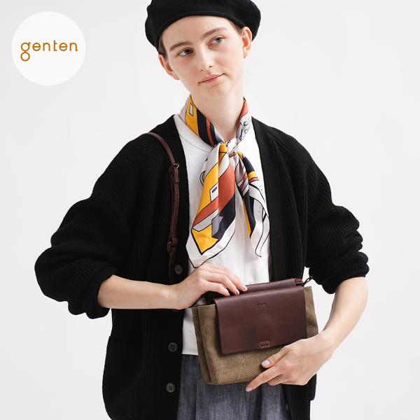 ゲンテン genten ミモザ・ベーシック ミニショルダーバッグ 43786 本革 帆布バッグ