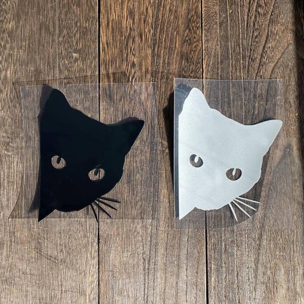 ステッカー 猫 ねこ ネコ シール 隙間 のぞいてる 黒 白 2色 おしゃれ かわいい